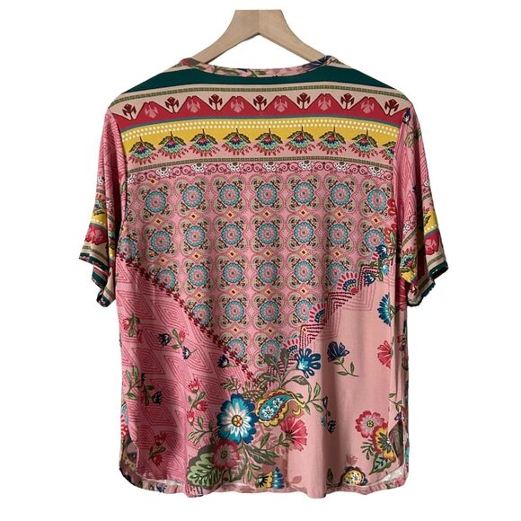 Johnny Was Floral Abstract Print Blouse in Pink Size Medium - Picture 3 of 6